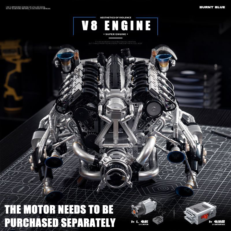 Model Kit V8 Engine - Moc supercar v8 blocos de construção